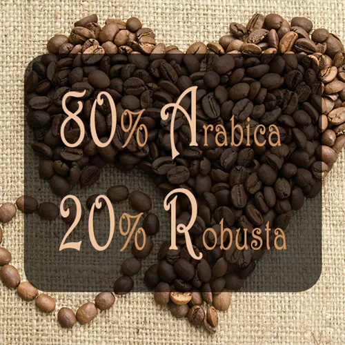دان قهوه رست شده (۸۰٪ عربیکا و ۲۰٪ ربوستا)